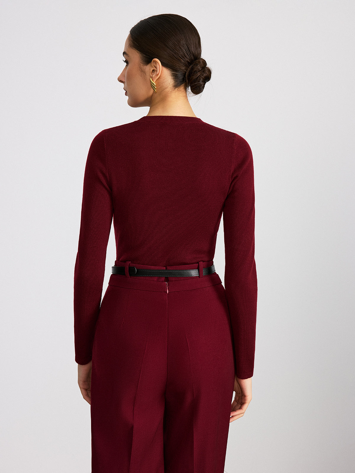 Sheer Paneled Wool Blend Knit Top