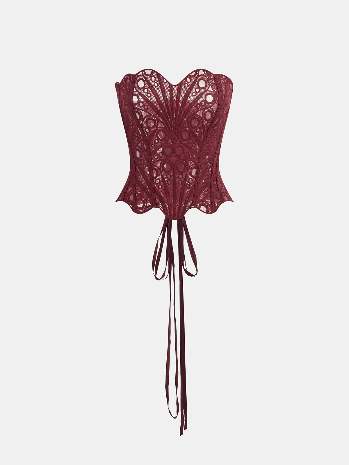 Lace Cut-Out Adjustable Back Tie Corset Top