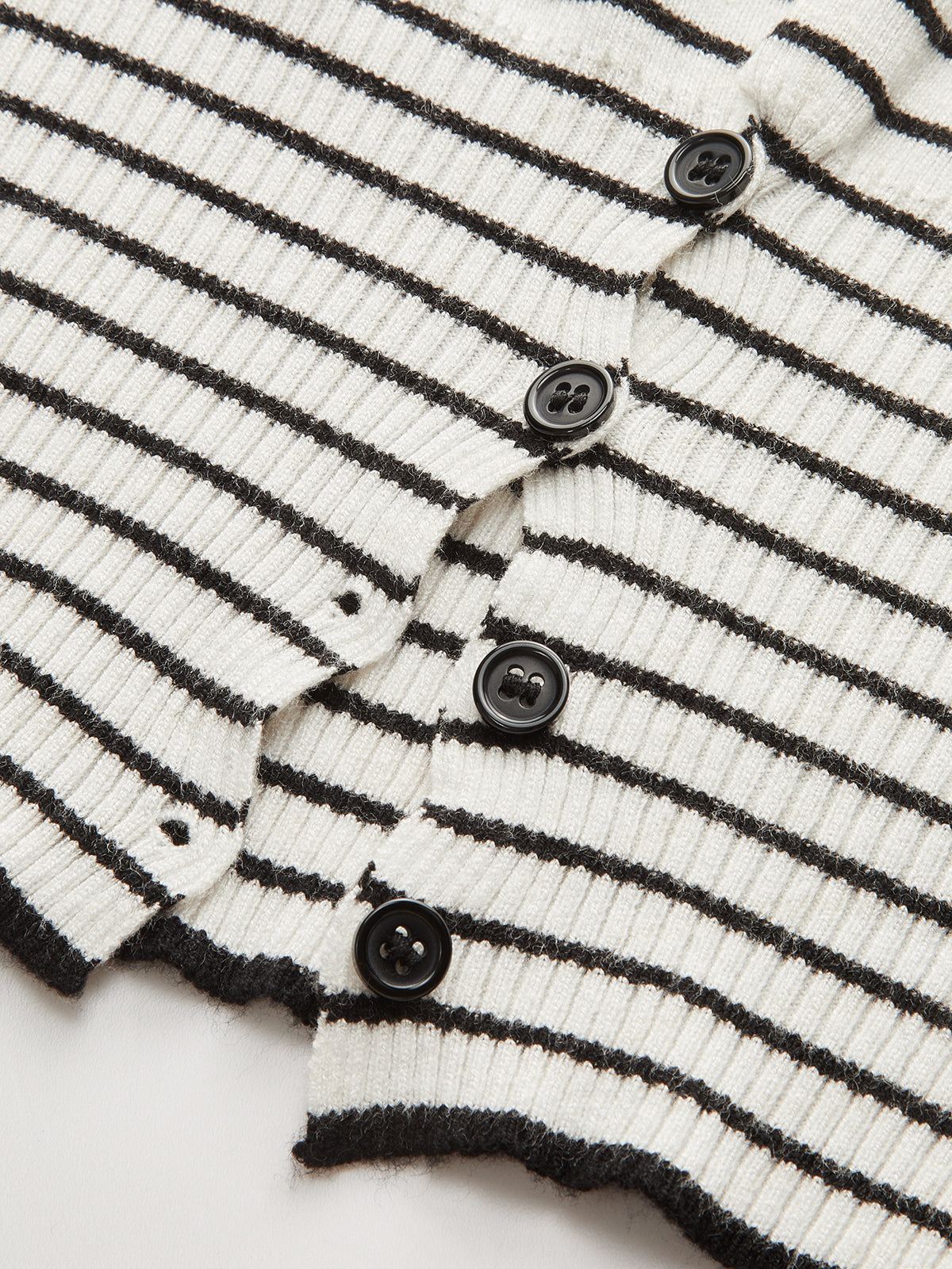 Striped Asymmetric Neck Slit Knit Top