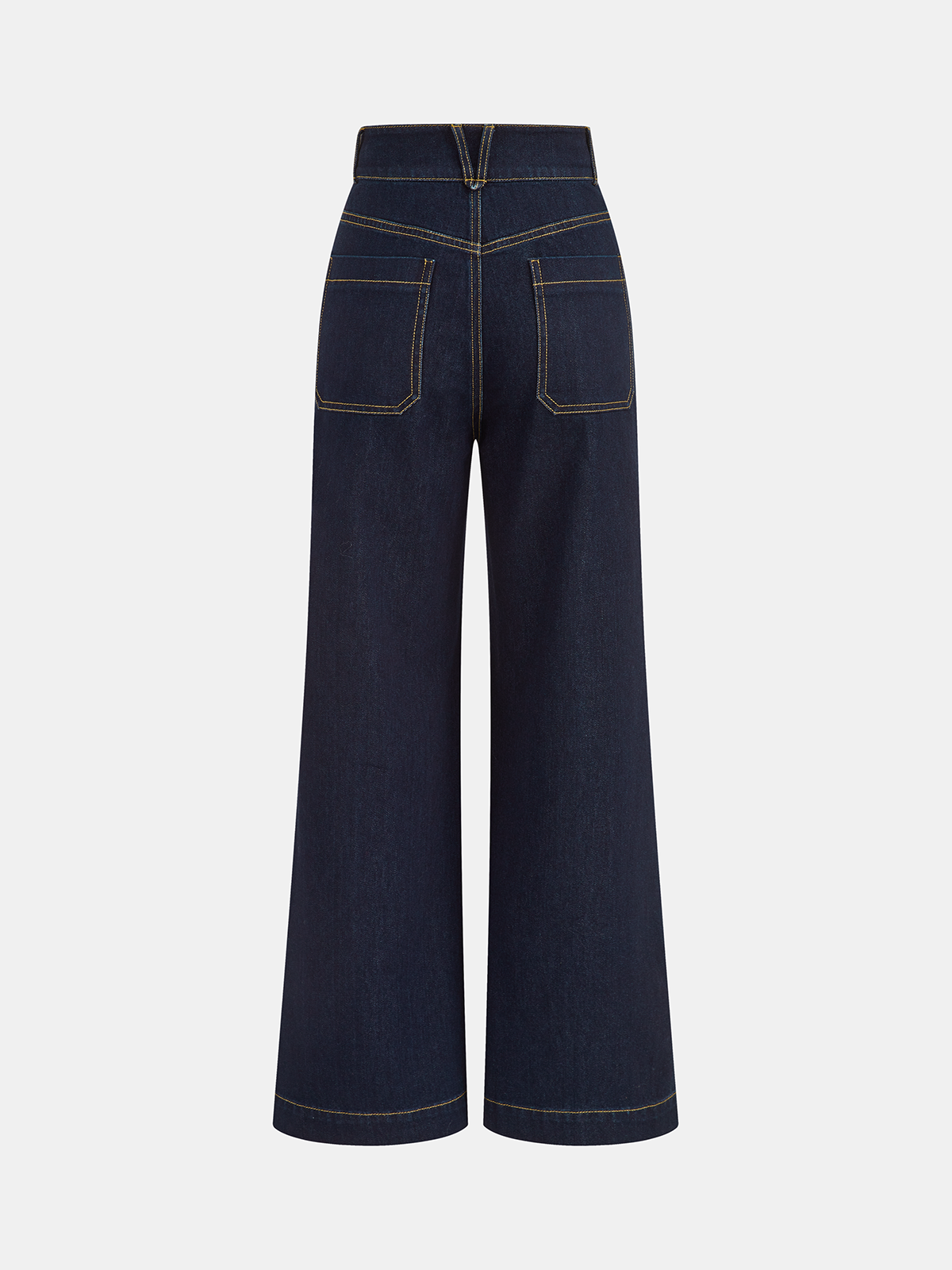 Pantalon en jean taille haute à double boutonnage et jambes droites 