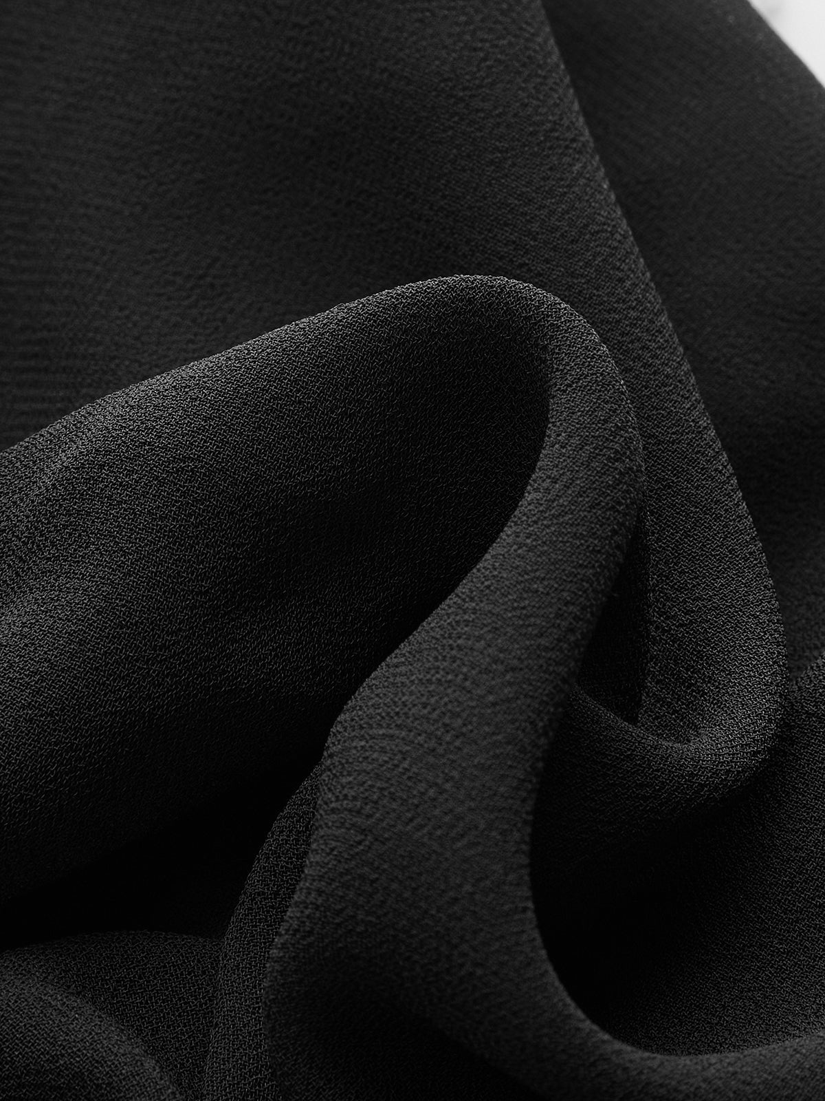 Velvet-Cinched V-Neck Chiffon Paneled Cropped Blouse