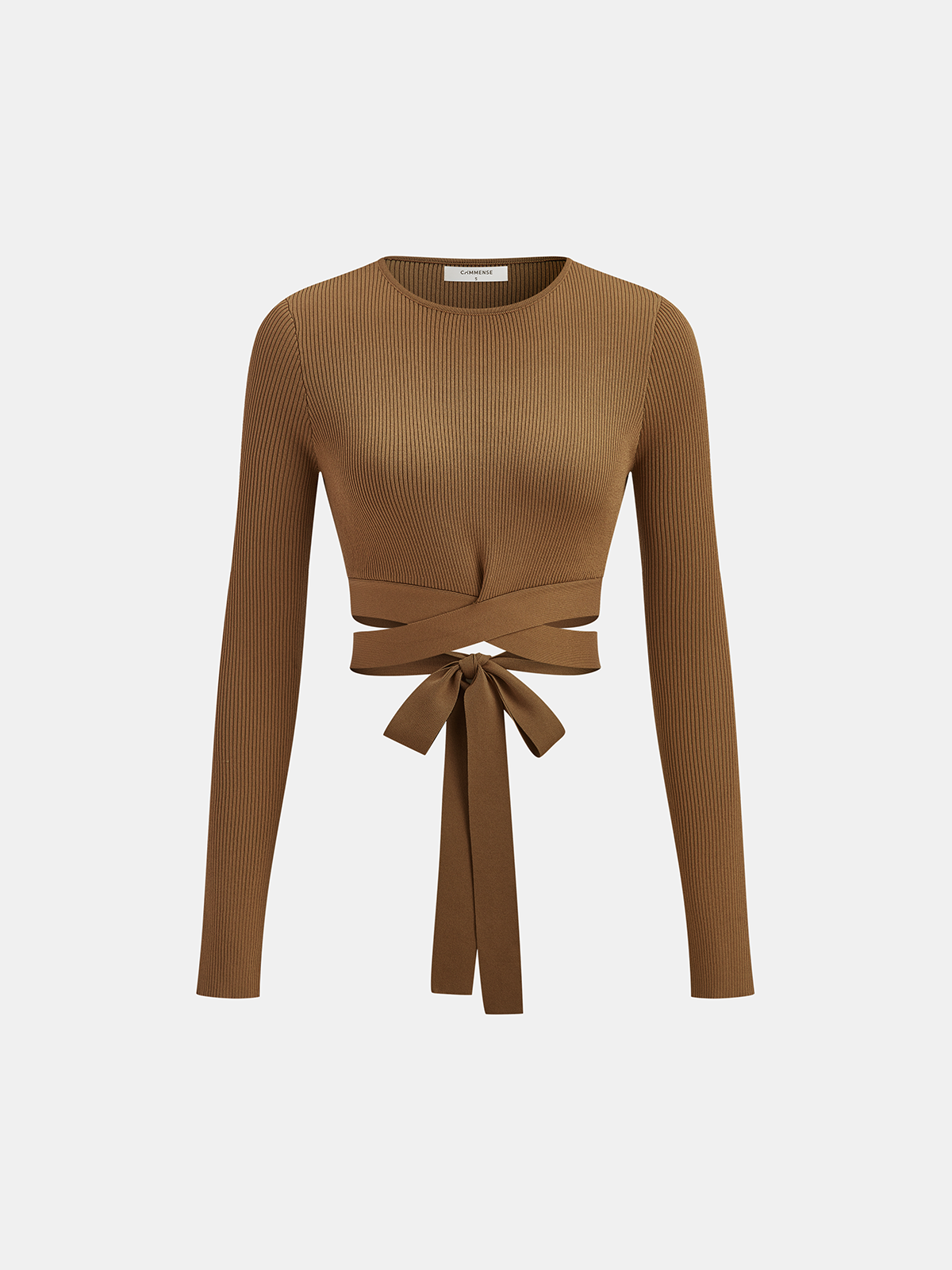 Ribbed Long Sleeve Tie-Back Top