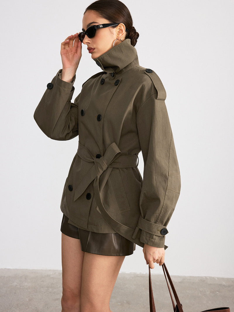 Double-Breasted Belted Trench Coat
