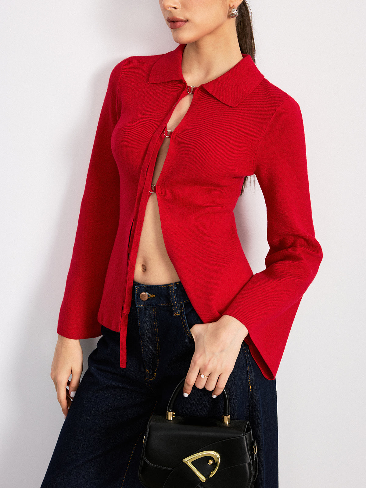 Haut en maille à col ajustable avec lien réglable