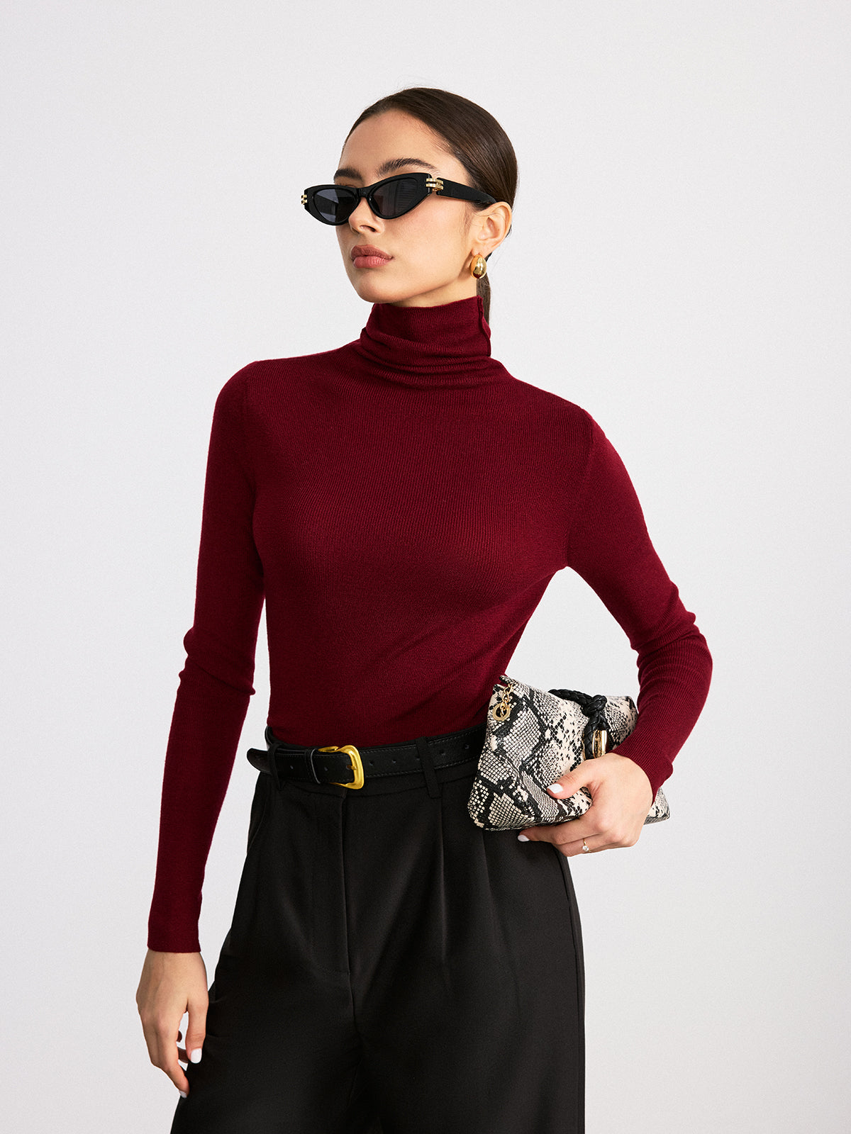 Reversible Turtleneck Wool Blend Sweater