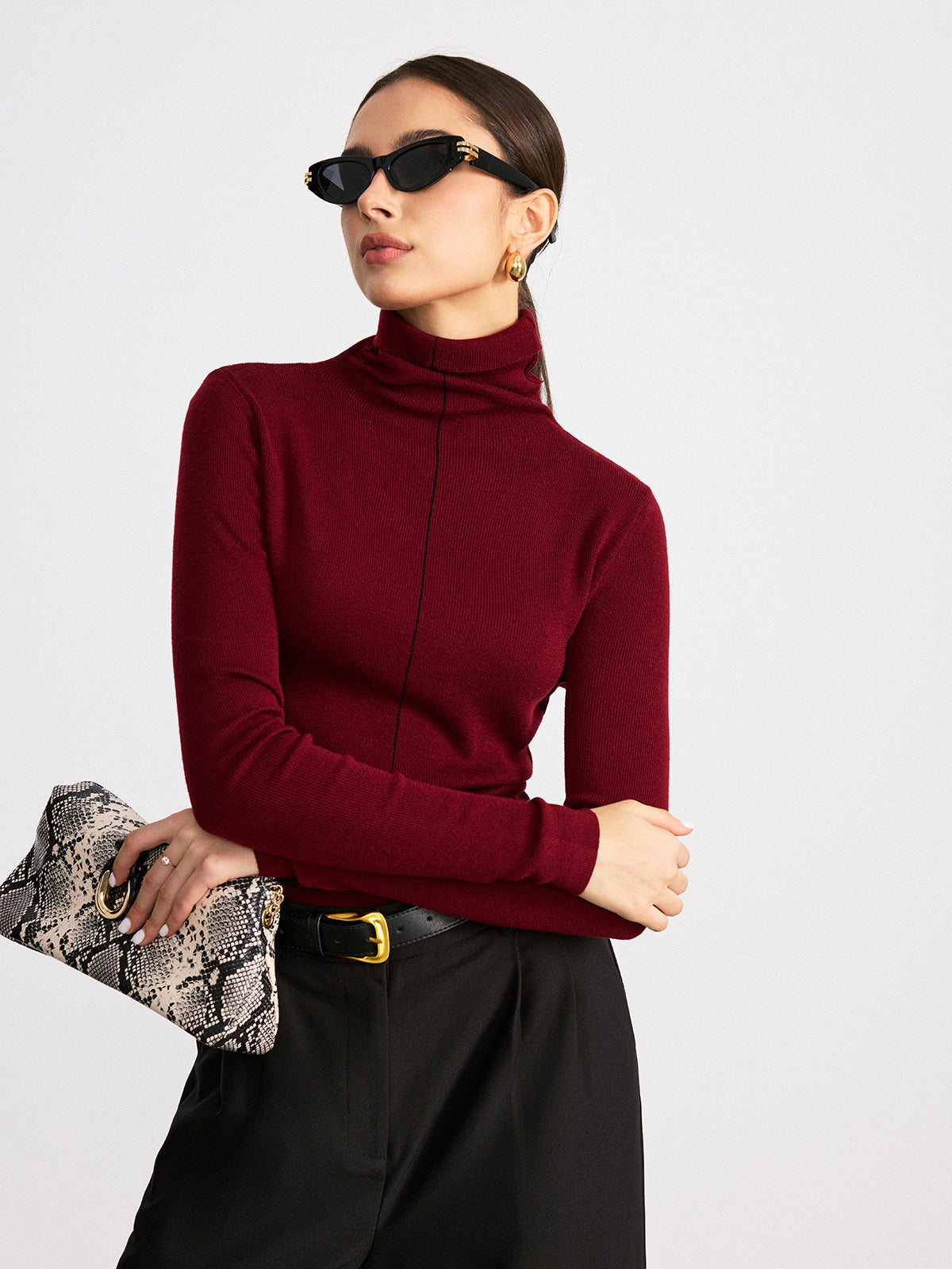 Wendbarer Rollkragenpullover aus Wollmischung
