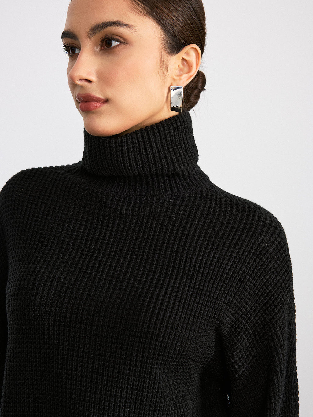 Rollkragenpullover mit Waffelstruktur