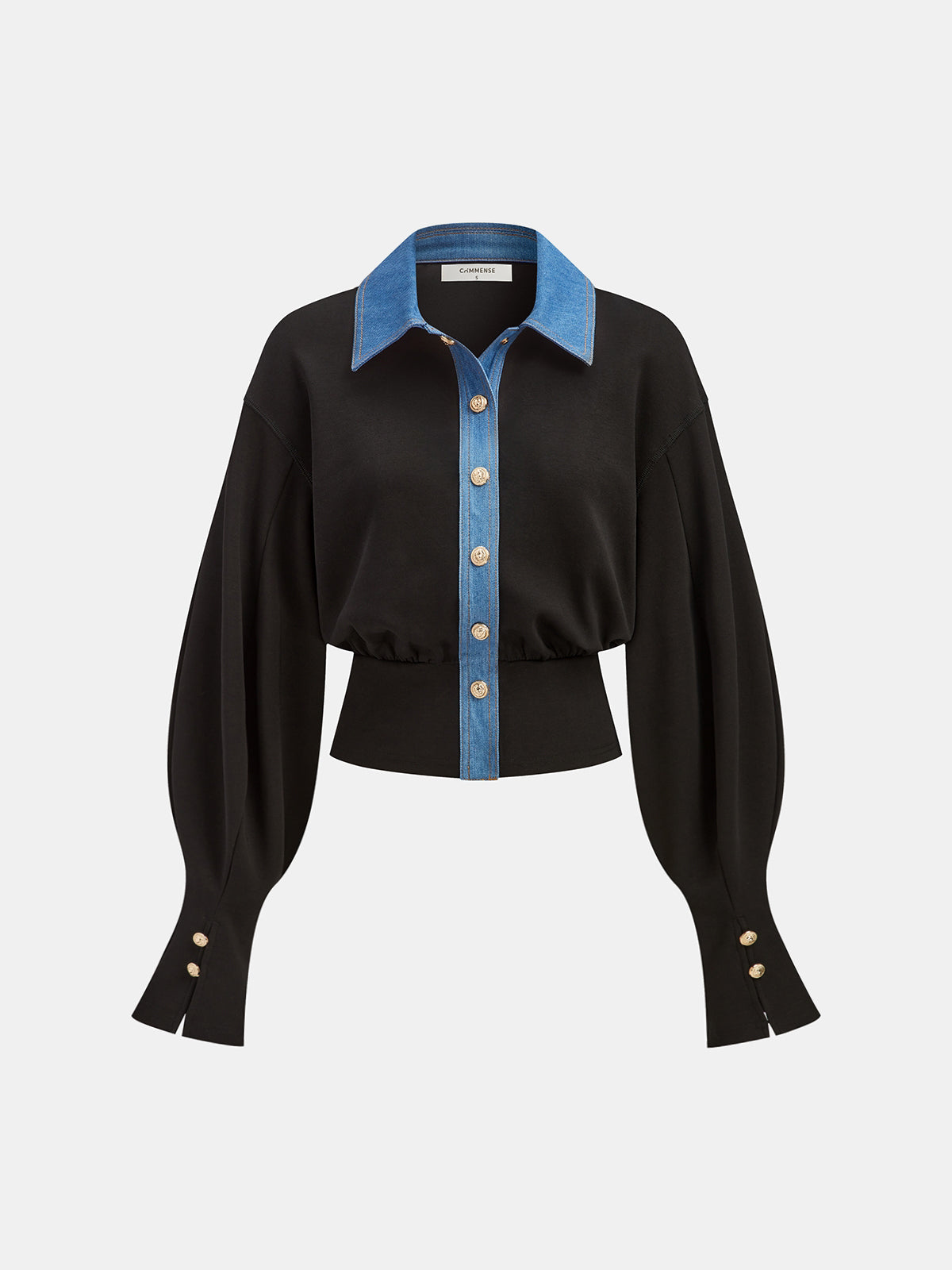 Denim Trim Buttoned Sweater