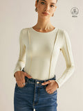 T-shirt col rond manches longues avec détails de couture