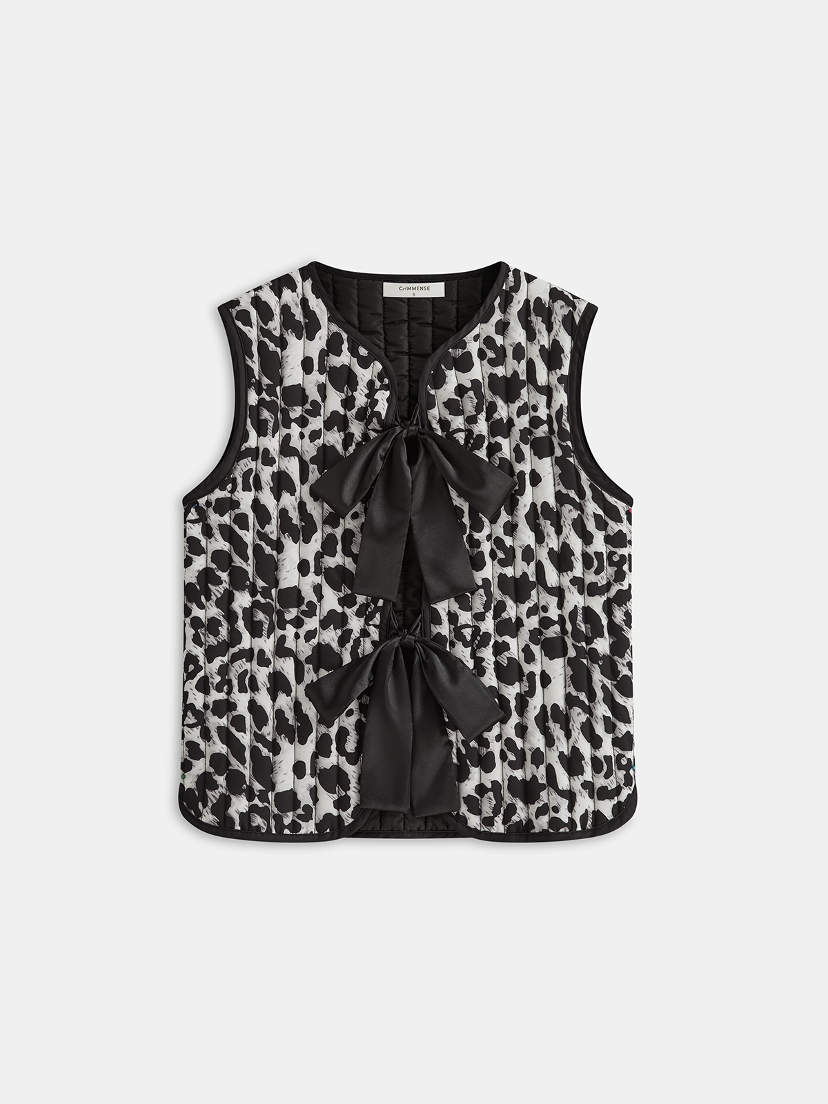 Bow Tie Leopard Print Quilted Vest