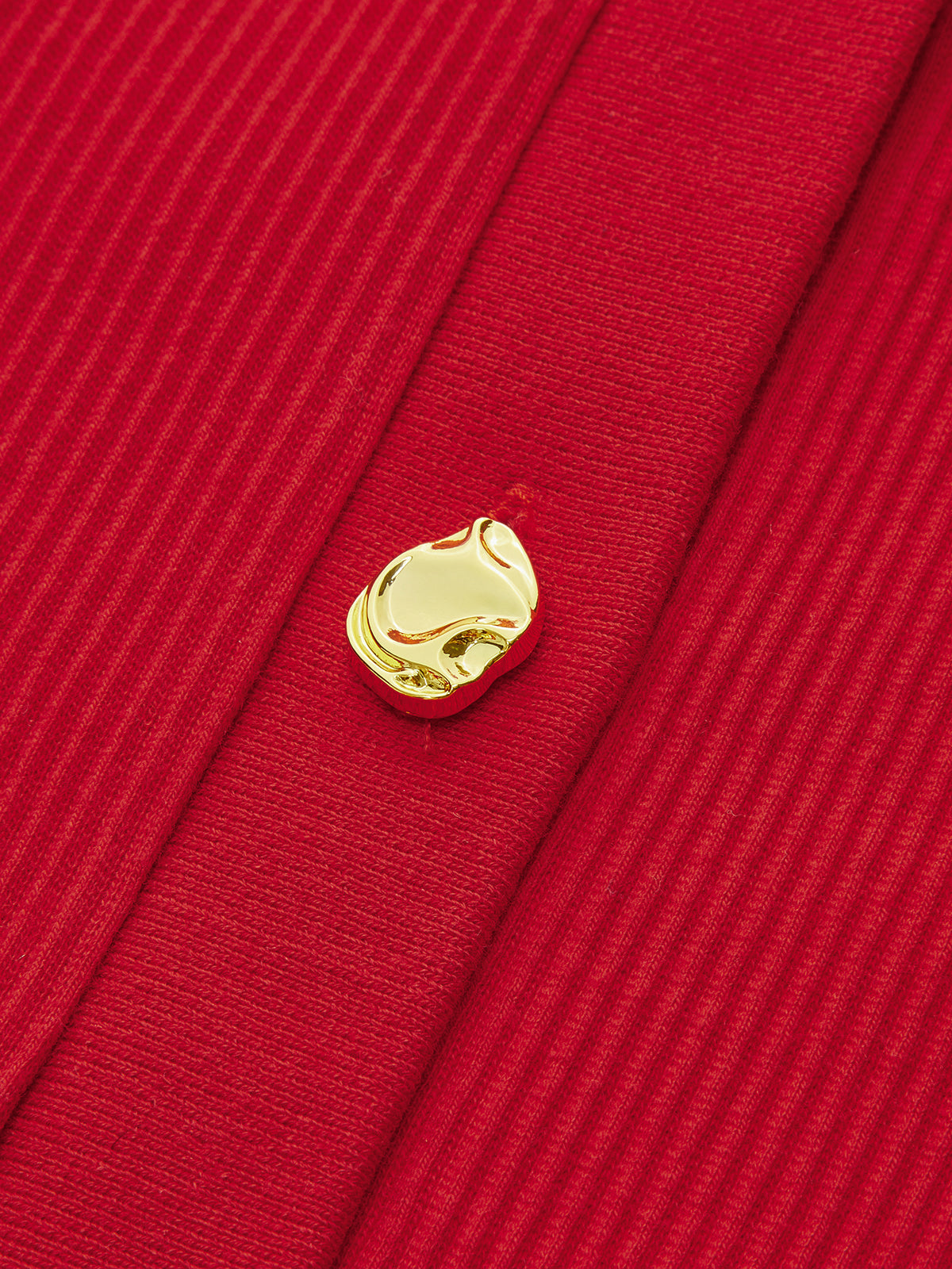 Scalloped Sleeve Button Ribbed Knit Mini Dress