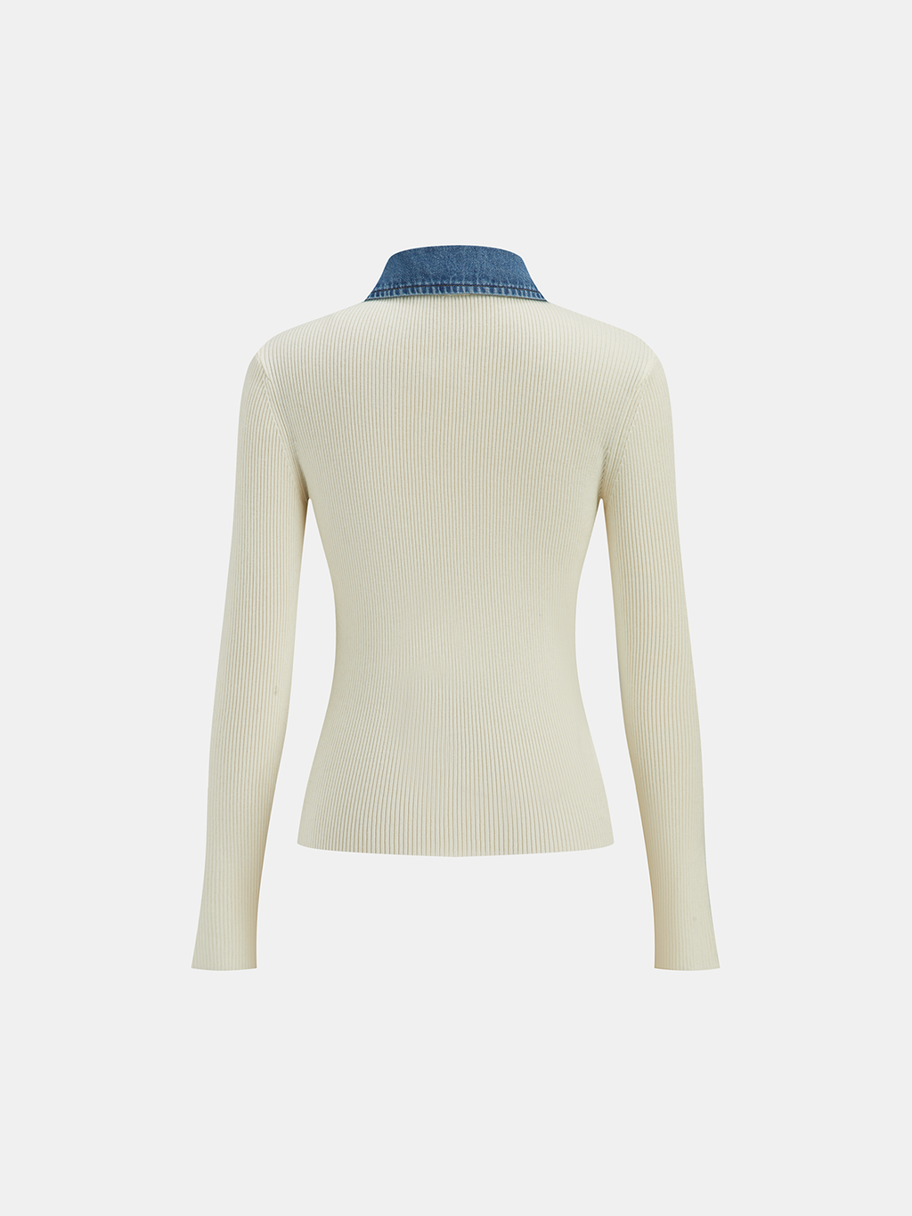 Wool Blend Denim Collar Metal Button Cardigan