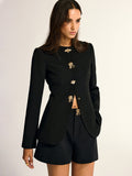 Metall-Detail Blazer mit Rundhalsausschnitt