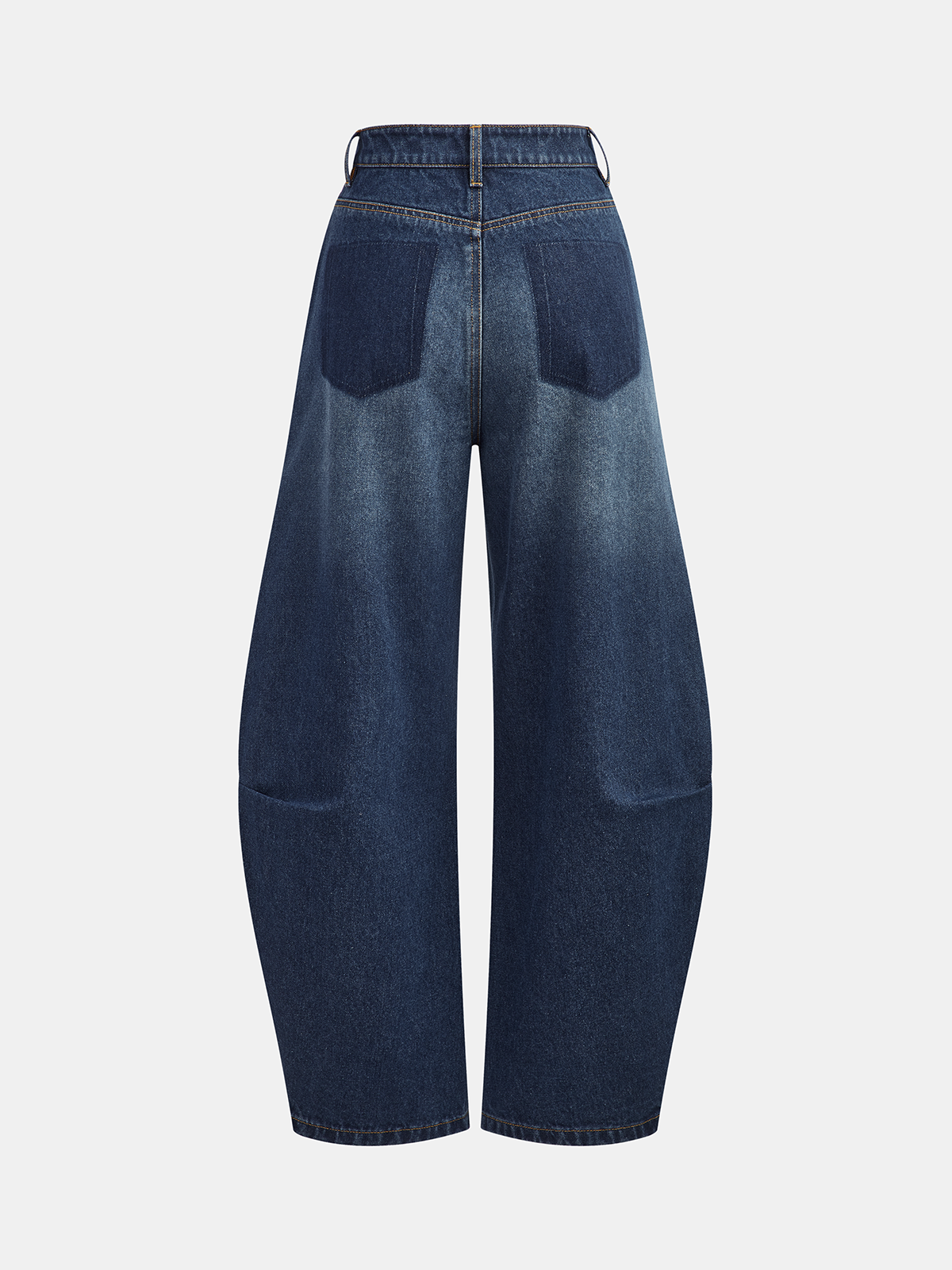 Pantalon en denim taille mi-haute à jambes incurvées 