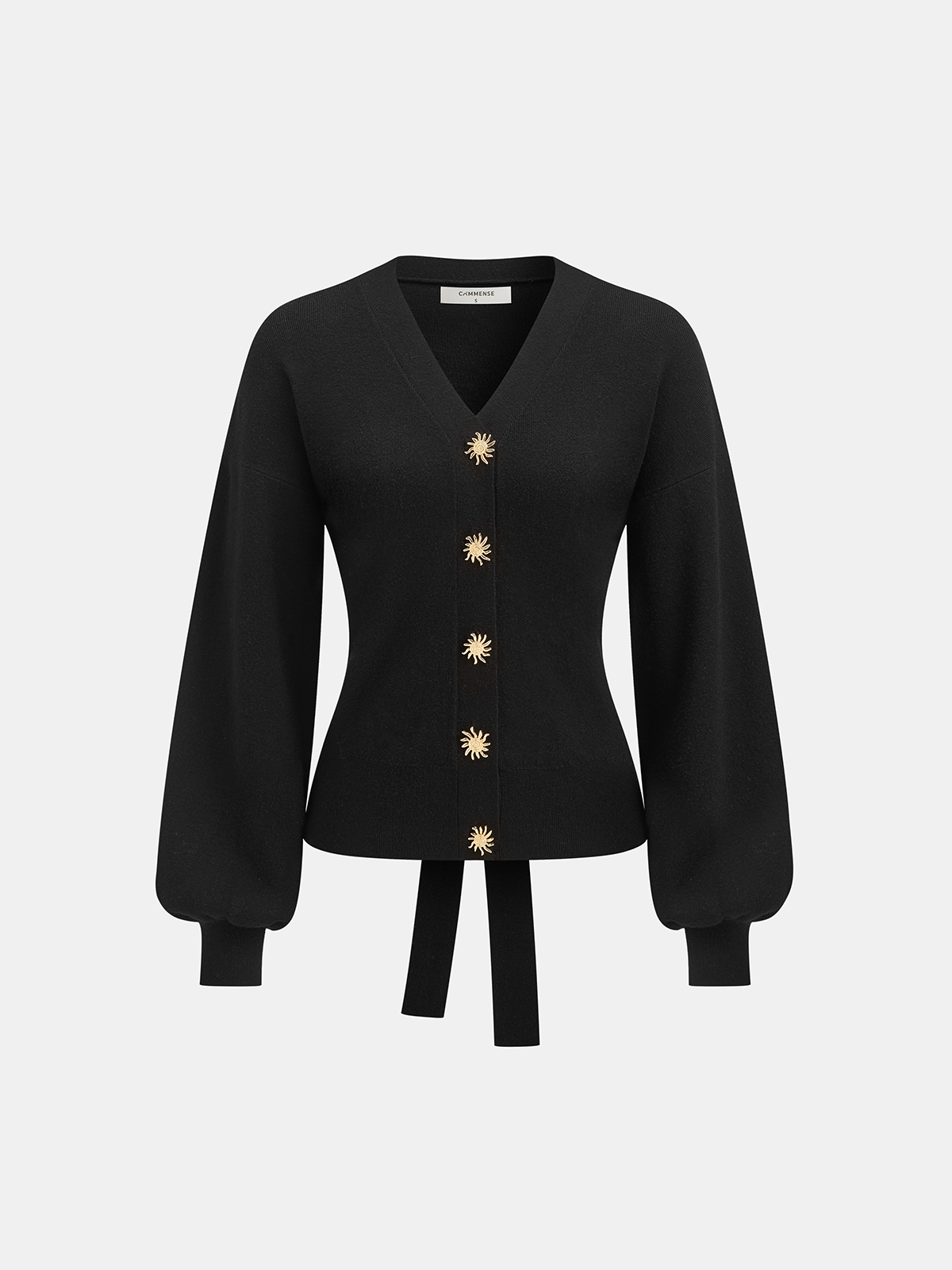 Metal Sun Button Tie-Back Cardigan