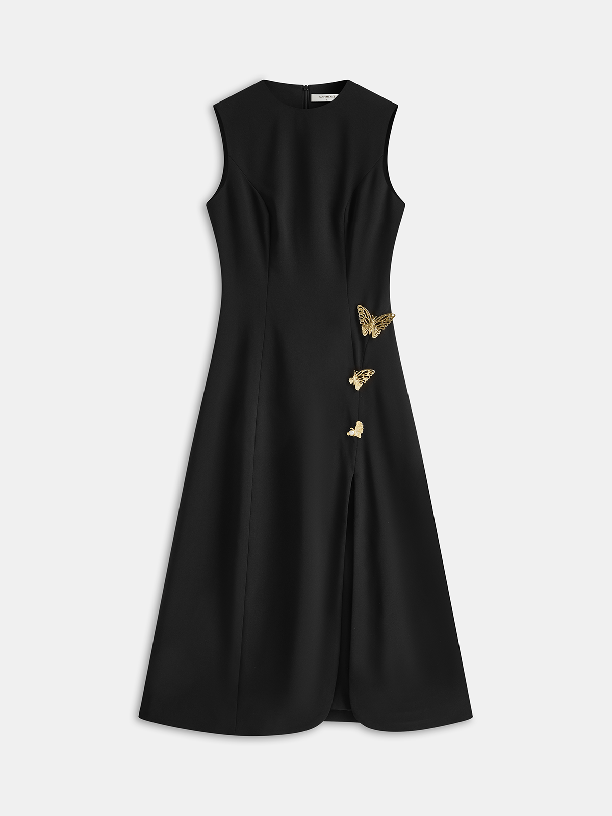 Metal Butterfly Detail Sleeveless Midi Dress