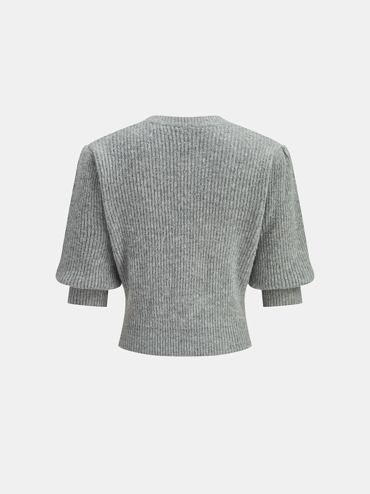 Wool Blend Short Sleeve Bow Knit Top