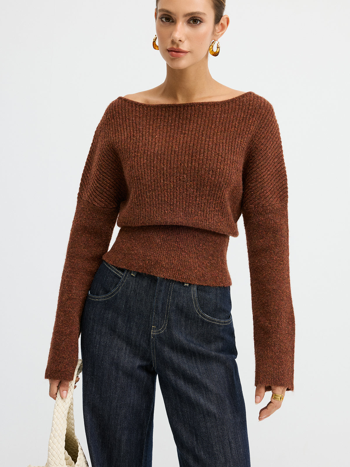Wool Blend Off-Shoulder Sweater