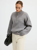 Pullover mit halbem Reißverschluss aus Wollmischung