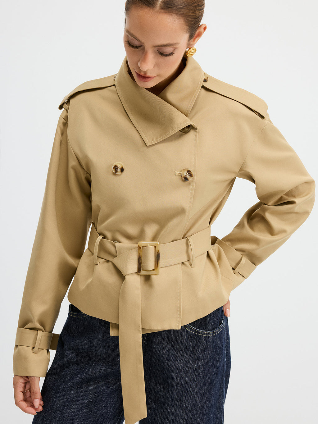 Double-Breasted Belted Trench Coat