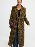 Oversize-Tweed-Mantel mit Tigerprint