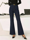 Mandarin-Knoten-Slim-Stretch-Flare-Jeans