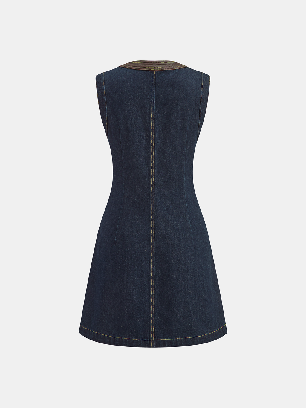 Robe courte sans manches en jean à finitions contrastantes