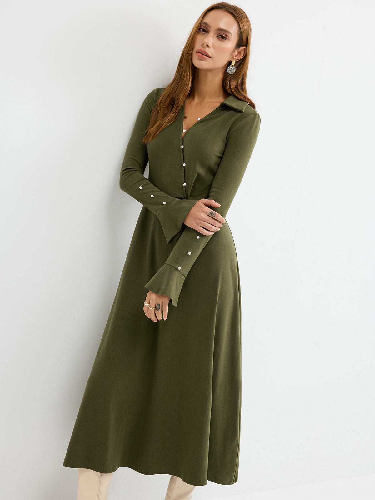 Robe longue asymétrique en maille torsadée
