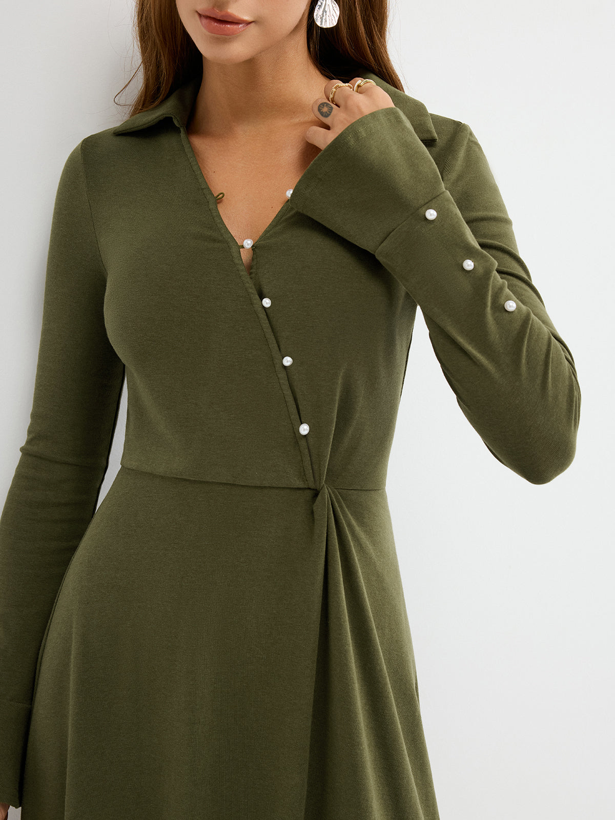 Robe longue asymétrique en maille torsadée
