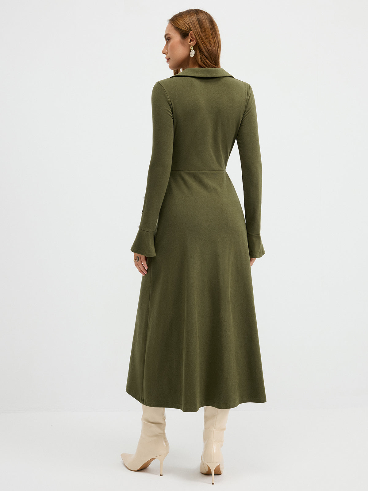 Robe longue asymétrique en maille torsadée