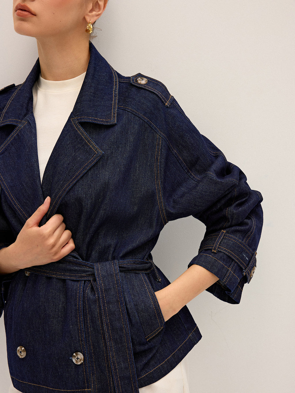 Denim Short Trench Coat