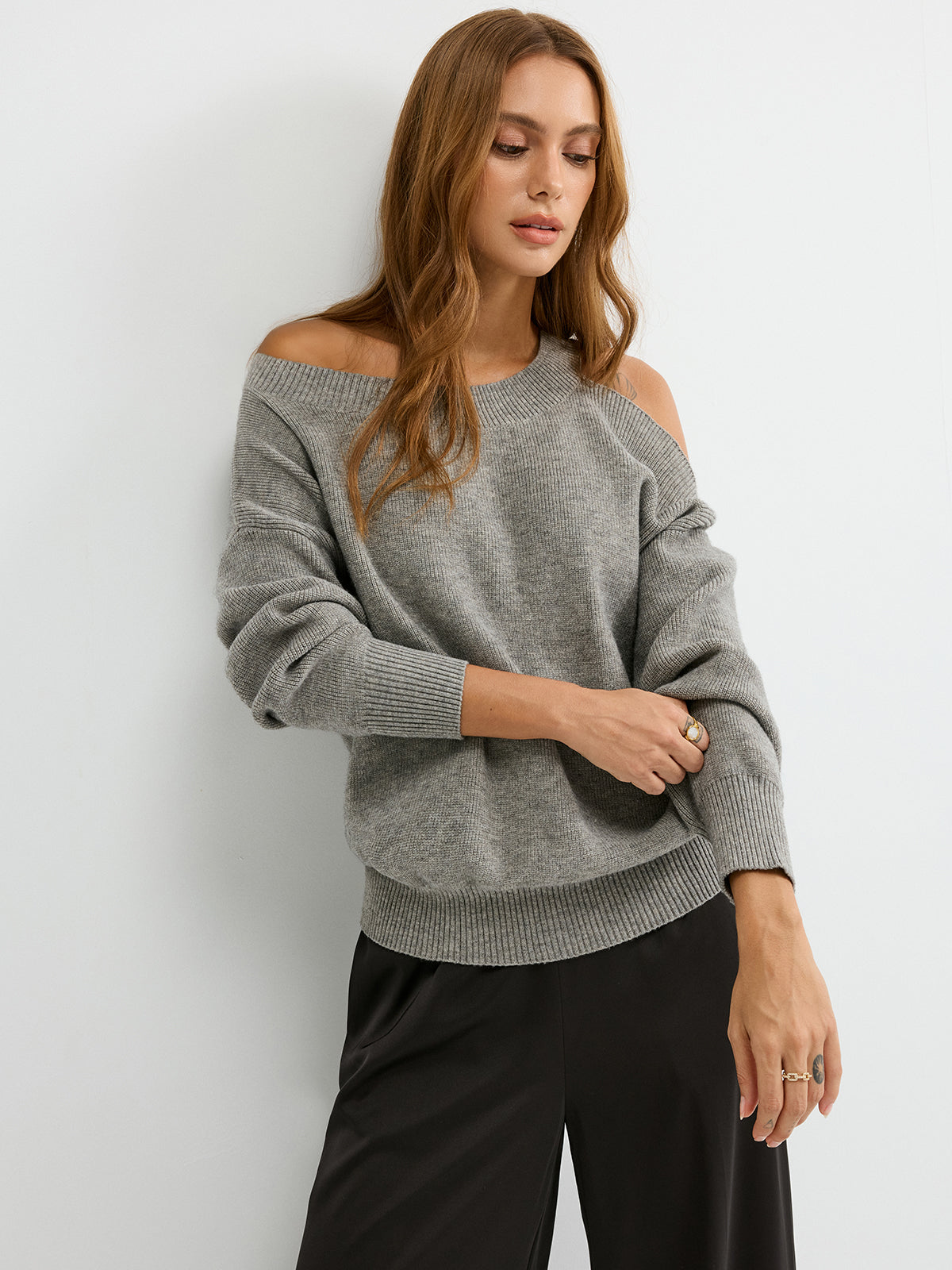 Reversible Cold-Shoulder Knit Top