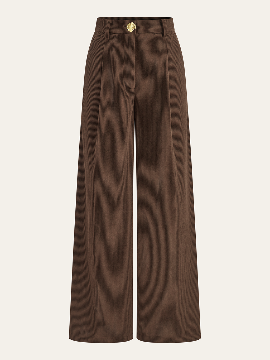 Pantalon plissé ample en velours côtelé