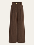 Pantalon plissé ample en velours côtelé