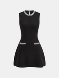 Sleeveless Flared Dress with Sequin Embellishments