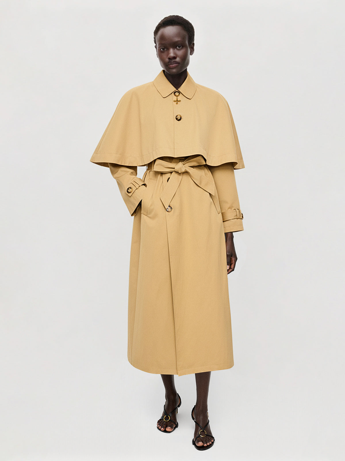 Convertible Cape Design Trench Coat