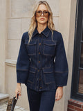 Jeansjacke mit Kontrastnähten