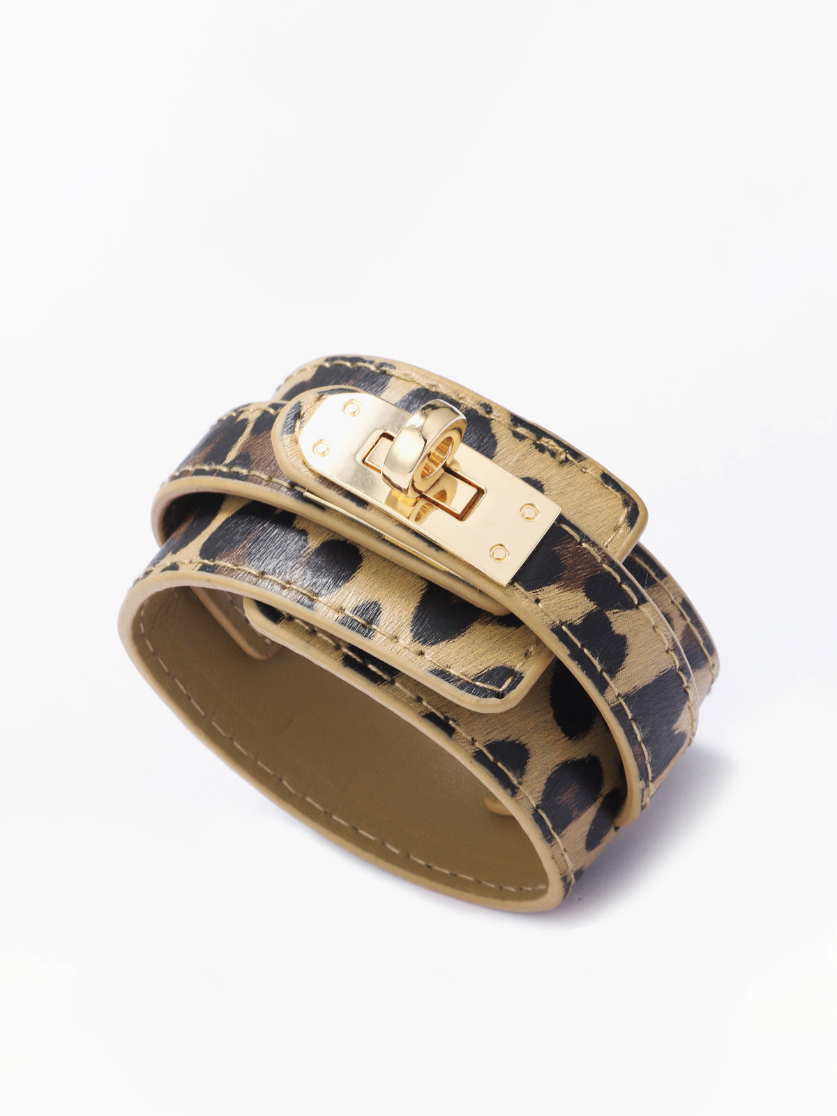 Lederarmband mit Leopardenmuster 