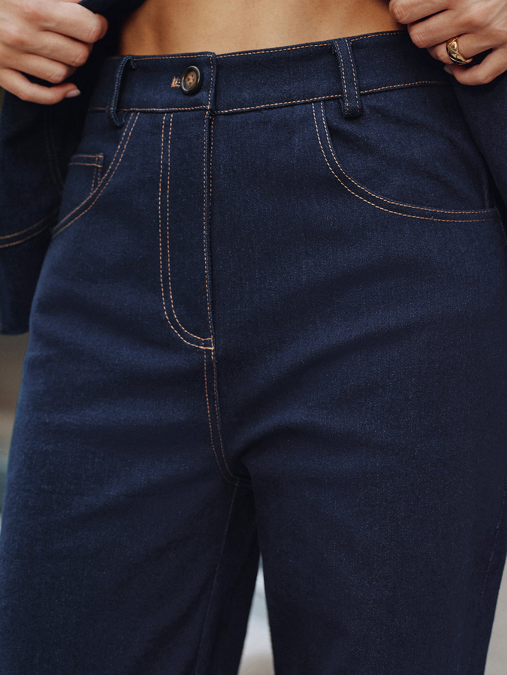 High-Waist Straight-Leg Jeans