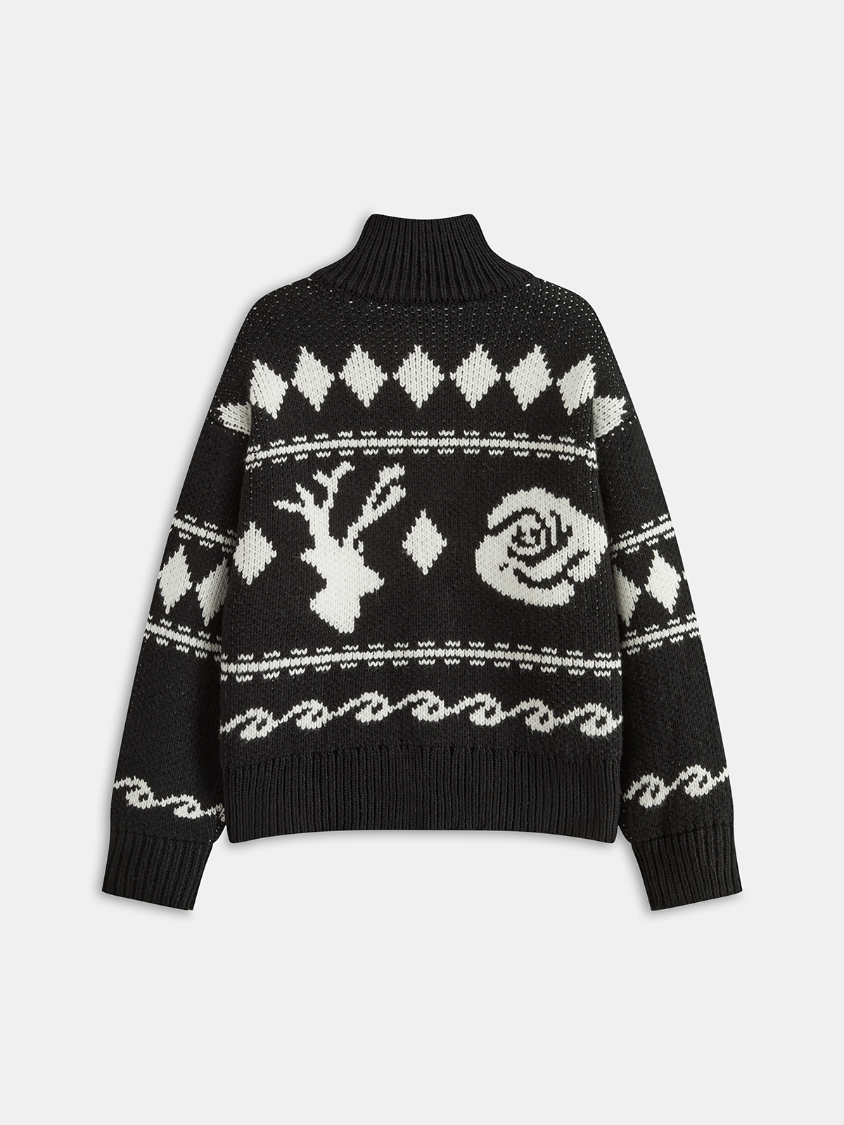 Fair Isle Zip-Up Knit Cardigan