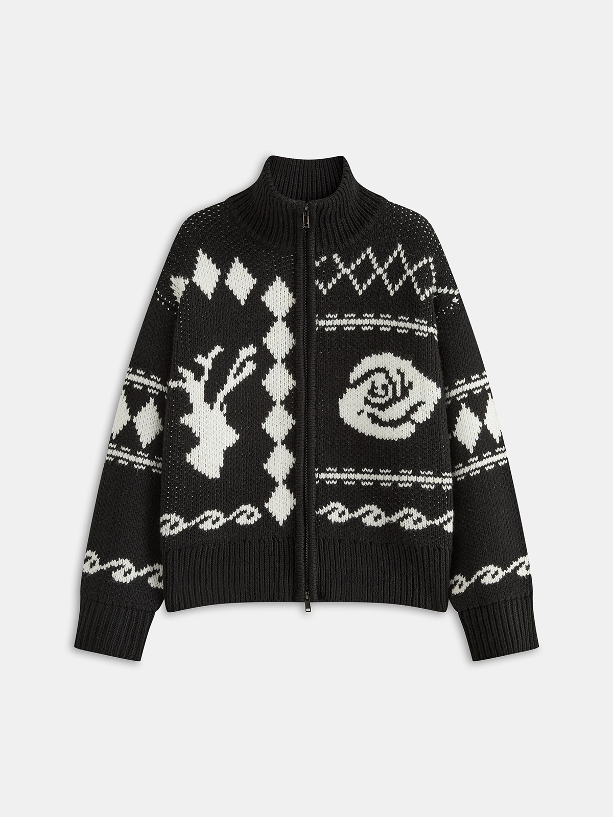 Fair-Isle-Strickjacke mit Reißverschluss