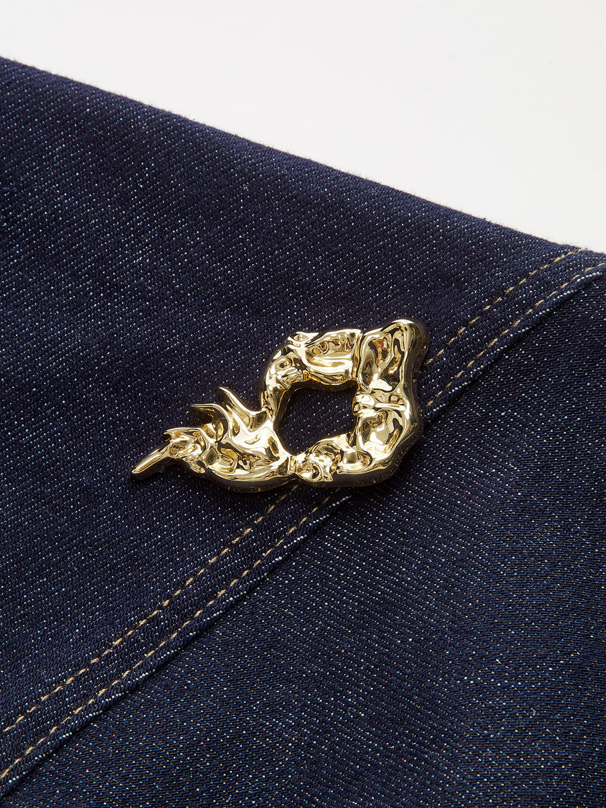 Off-Shoulder Ruffle Collar Denim Top