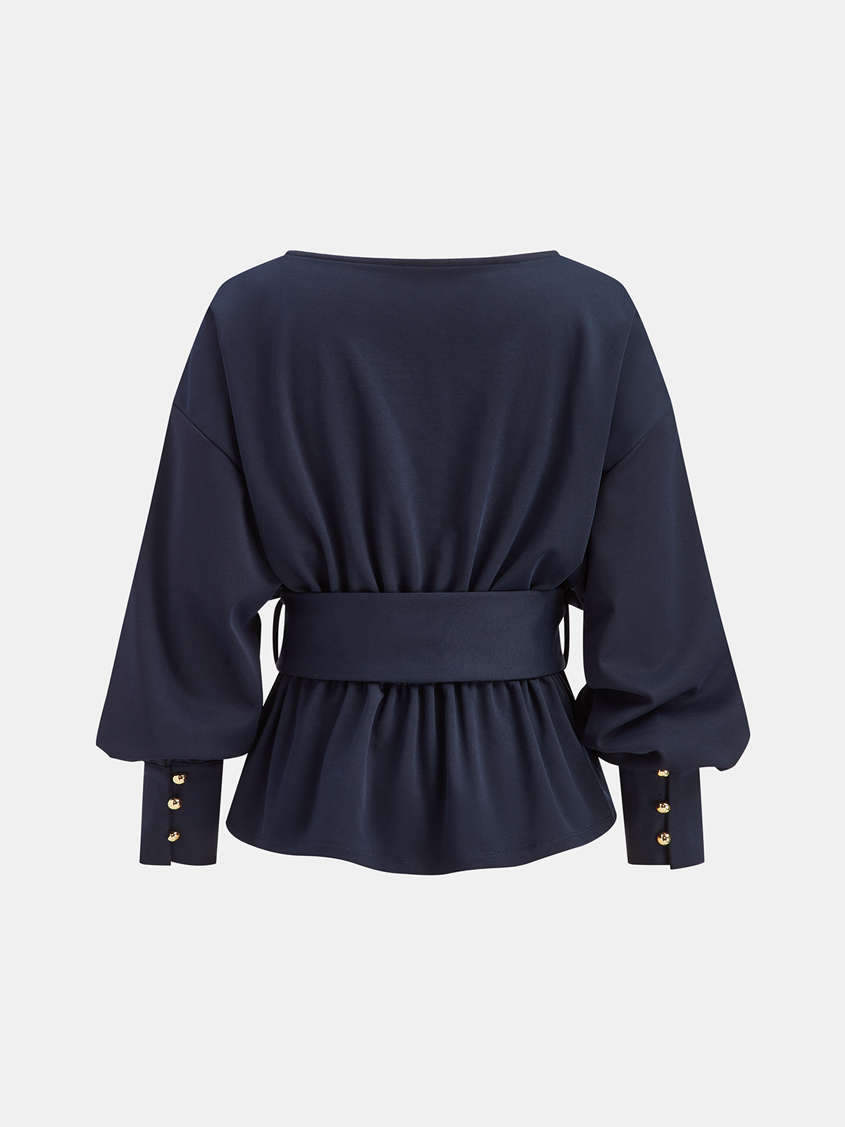 Boat Neck Peplum Sweatshirt with Wide Belt