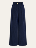Corduroy Wide-Leg Pleated Pants