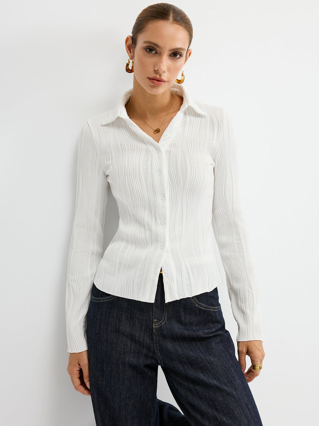 Strukturiertes Button-Down-Hemd
