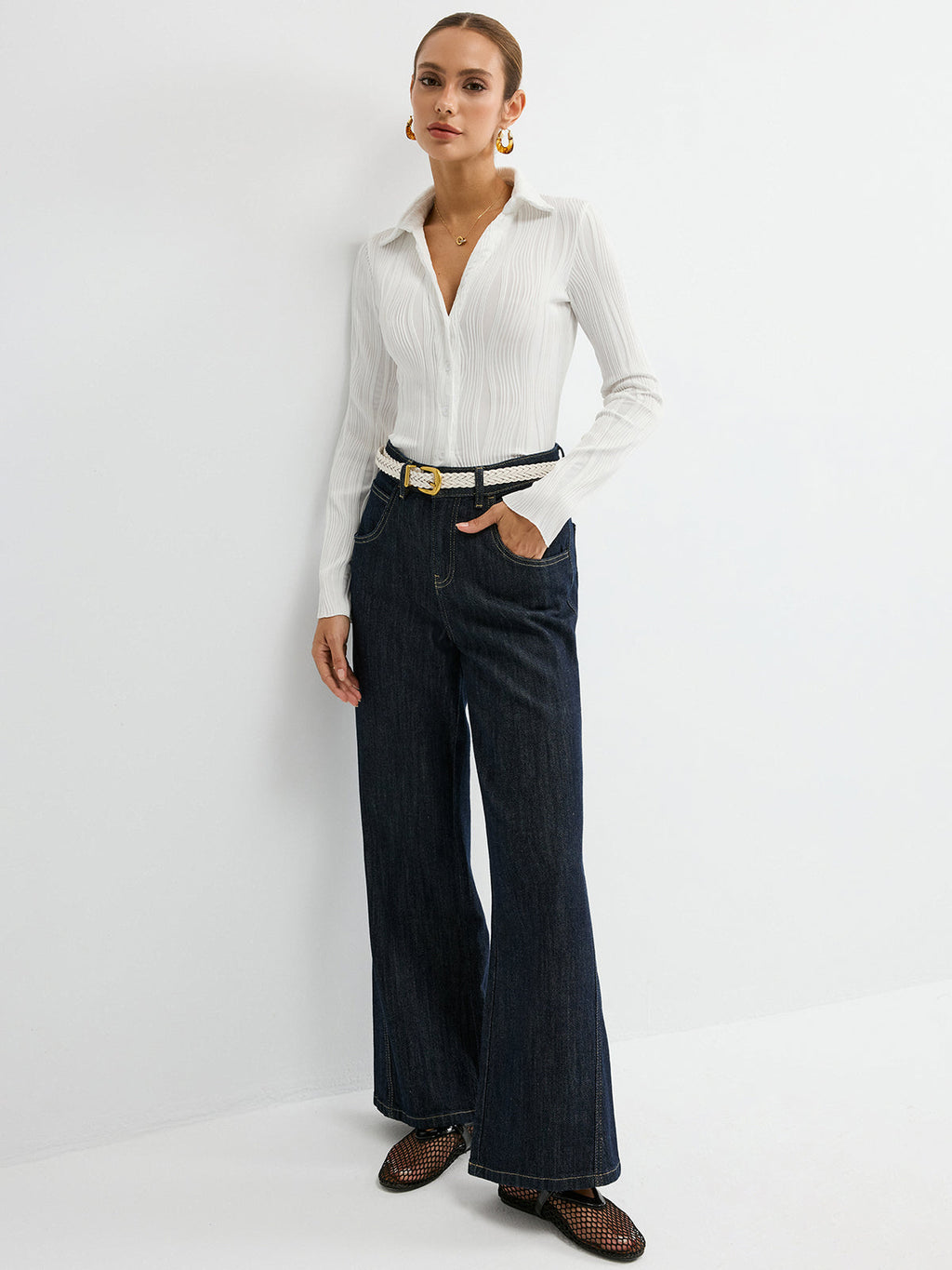 Strukturiertes Button-Down-Hemd