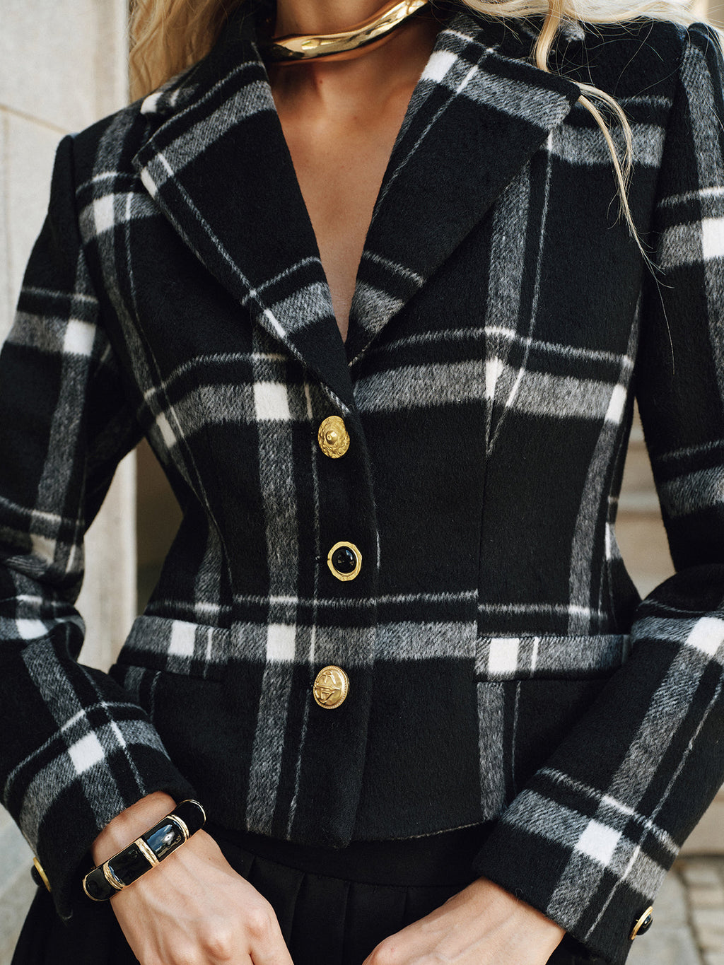 Blazer aus Wolle-Mix mit Karomuster