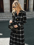 Karierter Trenchcoat aus Wollmischung mit Gürtel