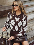 Pullover mit Argyle-Muster und Kragen