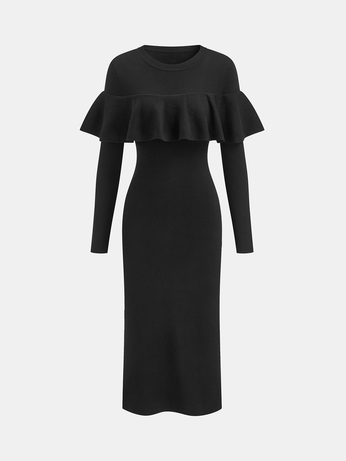 Ruffle Detail Long Sleeve Maxi Dress